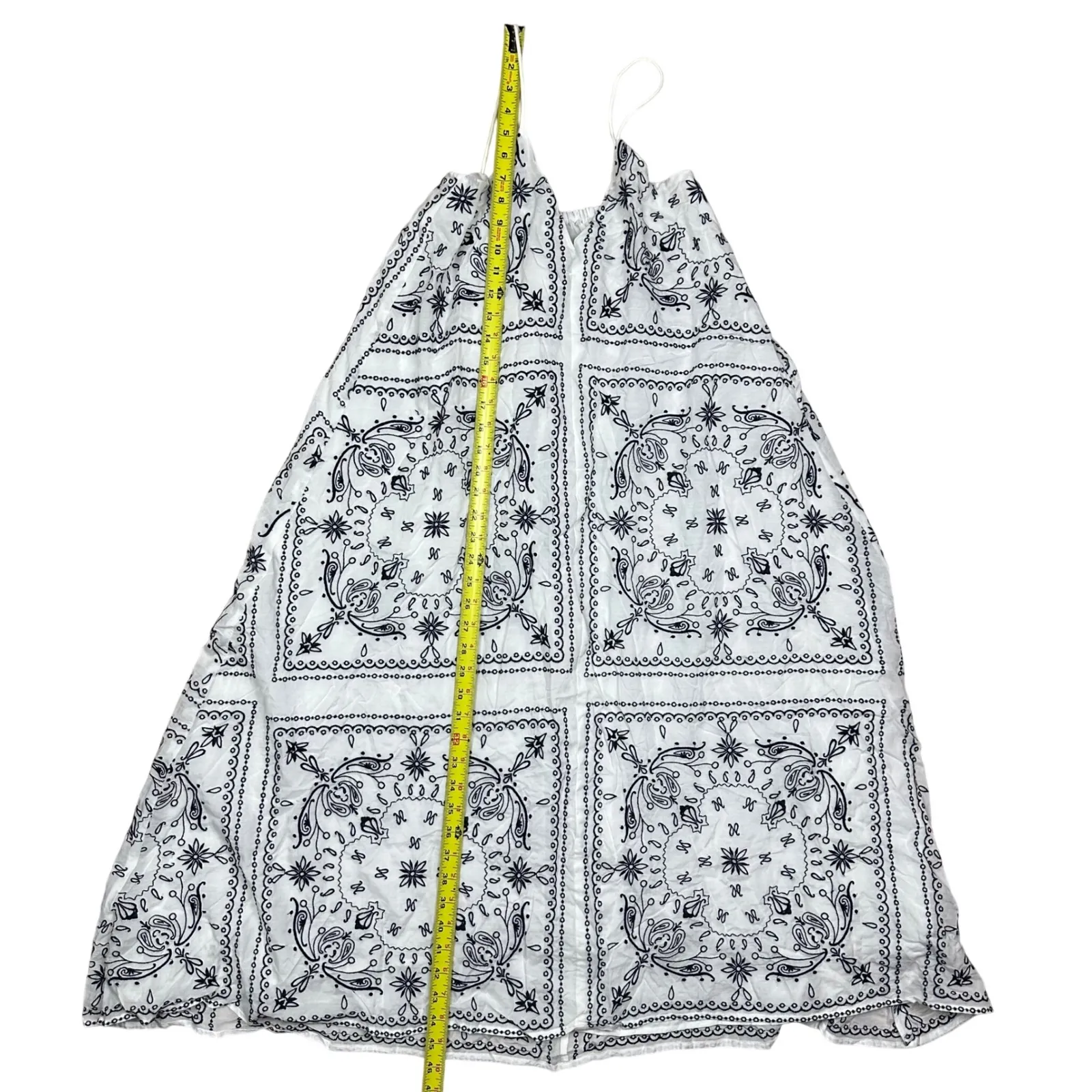 NWT Madewell Embroidered Deep V-Neck Midi Dress in Bandana White Navy M - Image 8