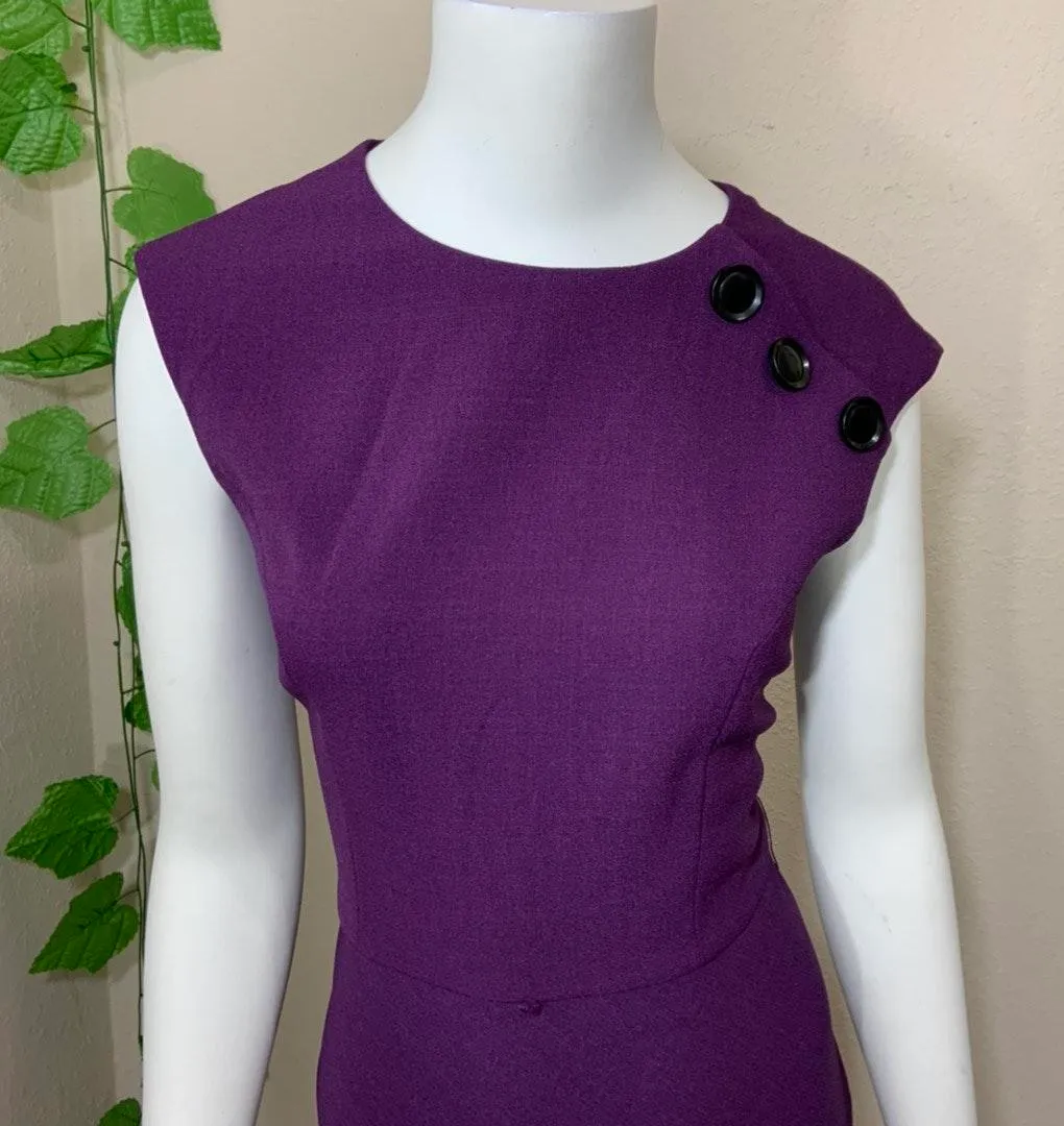 Tahari Purple Vintage Style Tea Dress 1940s - Image 7