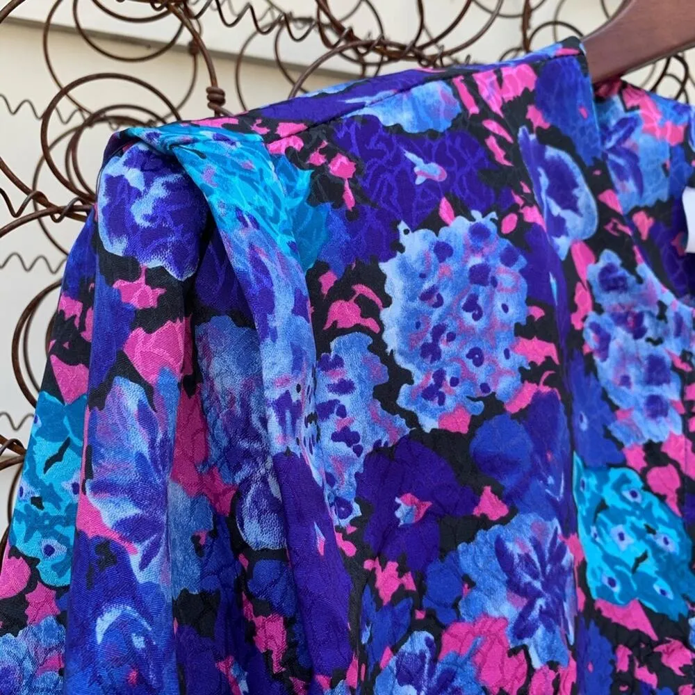 Vintage Cohen Bros bold floral long sleeve blouse Blue Size 2X - Image 6
