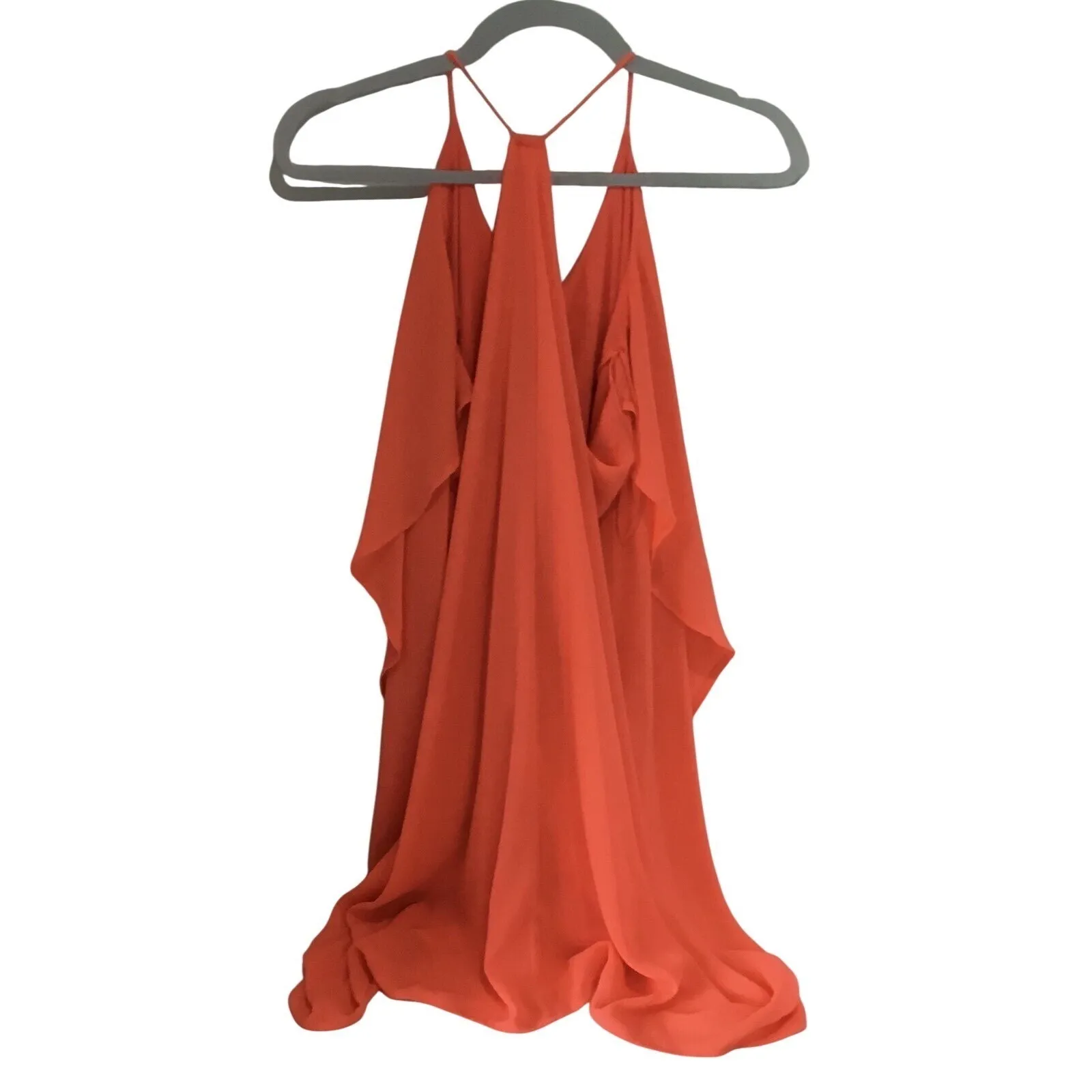 HYFVE Orange Chiffon Ruffle Mini Dress Spaghetti Straps Backless Size M - Image 2