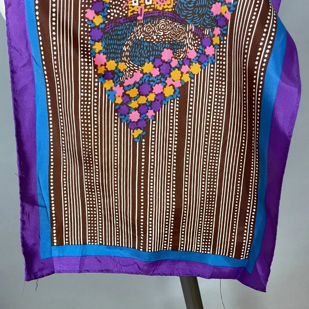 Vintage 1960s Striped Scarf Cottage Design House Striped Long Brown Unique Retro - Image 10