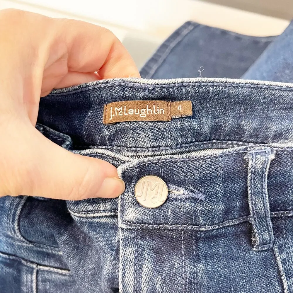 J. Mclaughlin High Rise Seamed Front Emmie Bootcut Jeans Dark Wash Blue 4 - Image 3