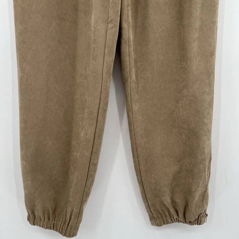 Zara High Rise Waist Jogger Pants Ankle Zipper‎ Beige Pull On Women’s Size Small - Image 5