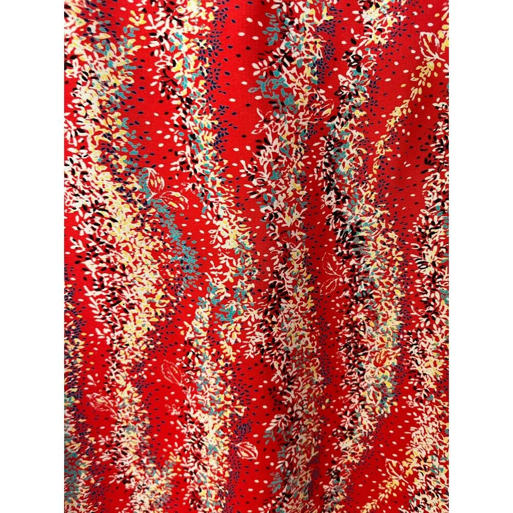 Hailey & Co Red Geometric Strappy V-neck Puff Sleeve Blouse Medium Women's Top - Image 6