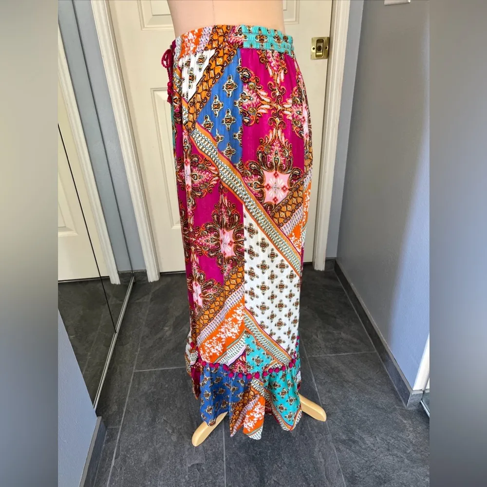 RD &‎ KoKo Colorful Patchwork Maxi Skirt Pom Pom Festival Boho Hippie Size M - Image 5