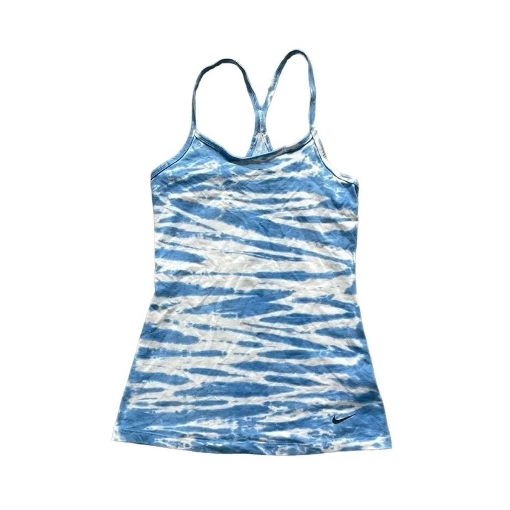 Nike Size Small Dry-Fit Blue and White Tie Dye Athletic Tank Top - Image 2