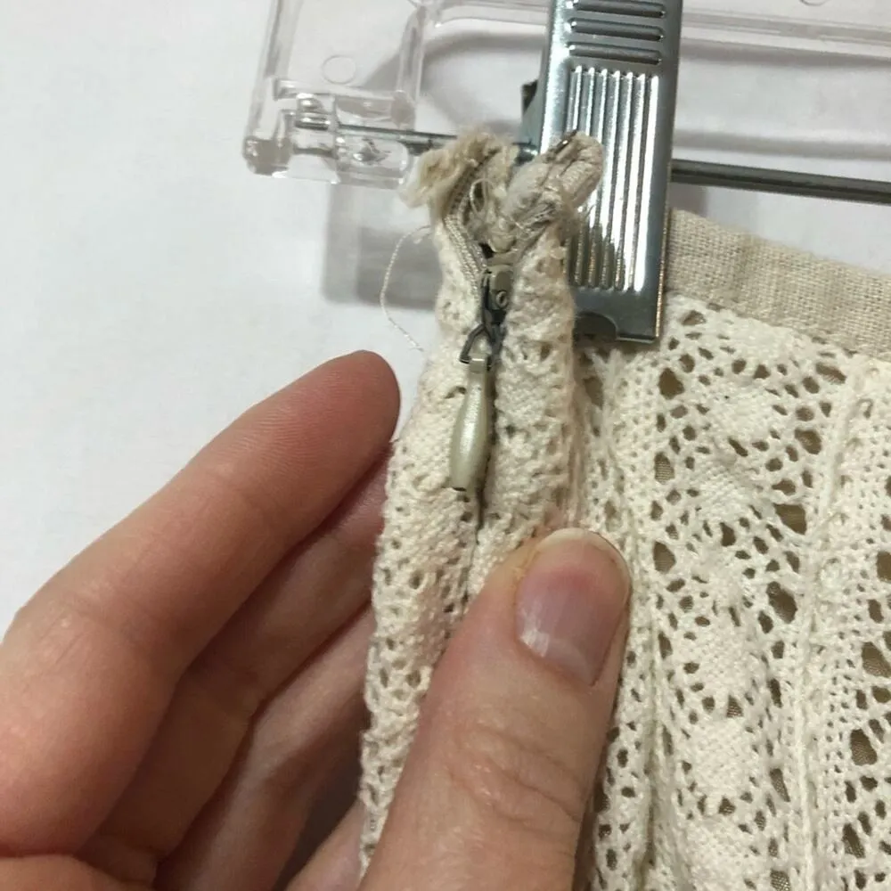 Sha Cha Cream Lace Pleated A Aline Skirt Womens L Crochet Cottage Core Boho Size L - Image 4