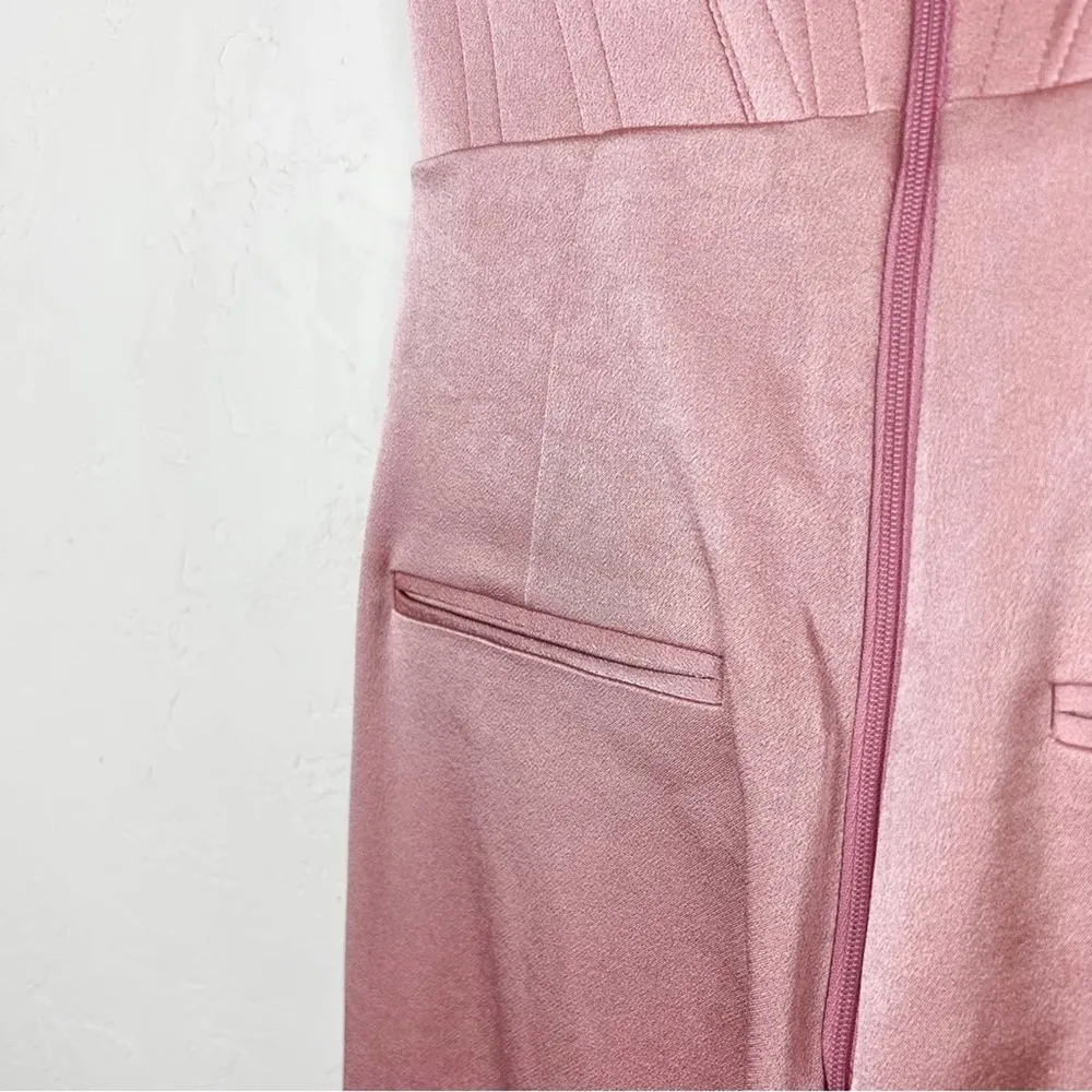 Alex Perry Slaine Satin Crepe Strapless Wide Leg Jumpsuit in Pink - Image 12