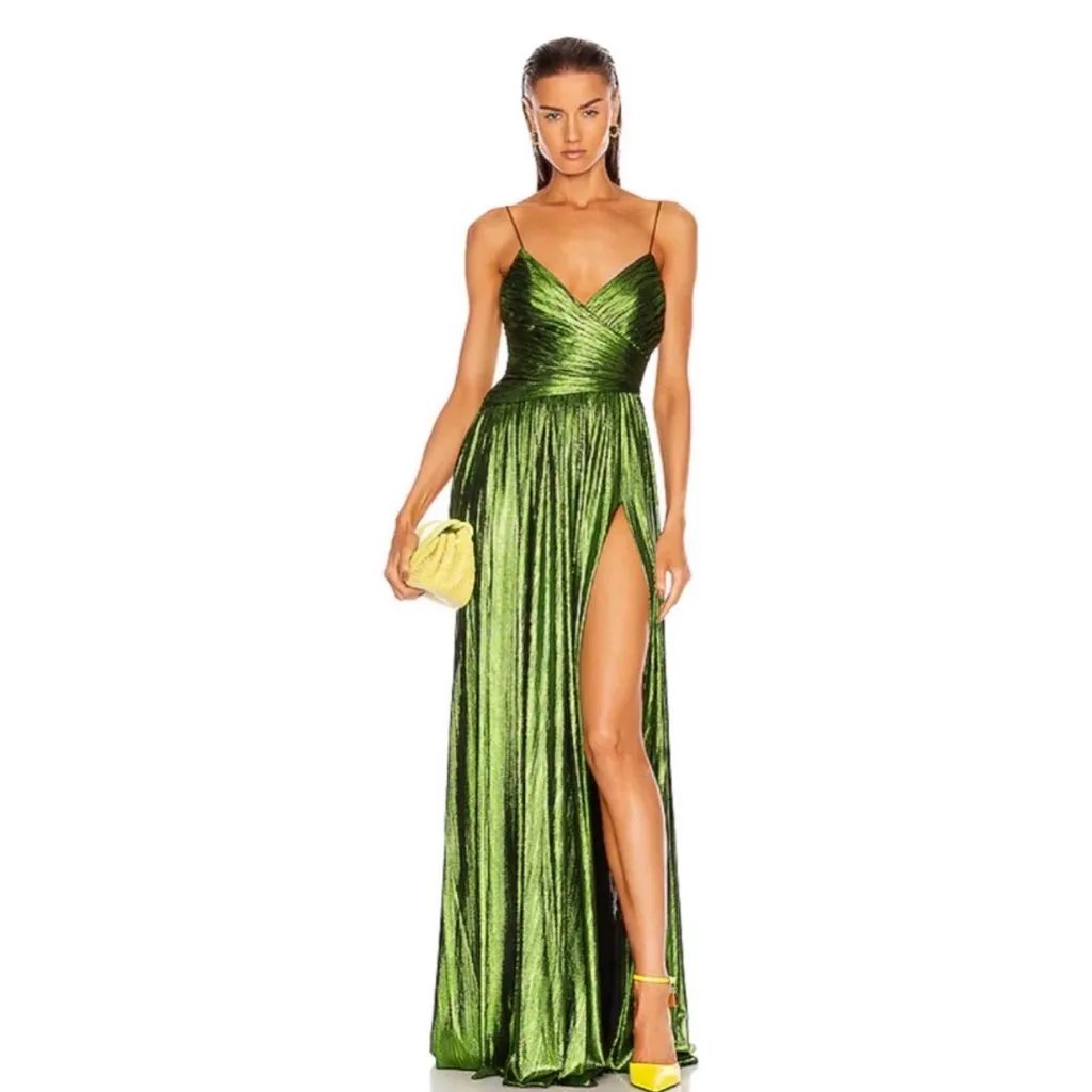 Retrofete Doss Metallic Green Maxi Formal Dress Size XS - Image 14