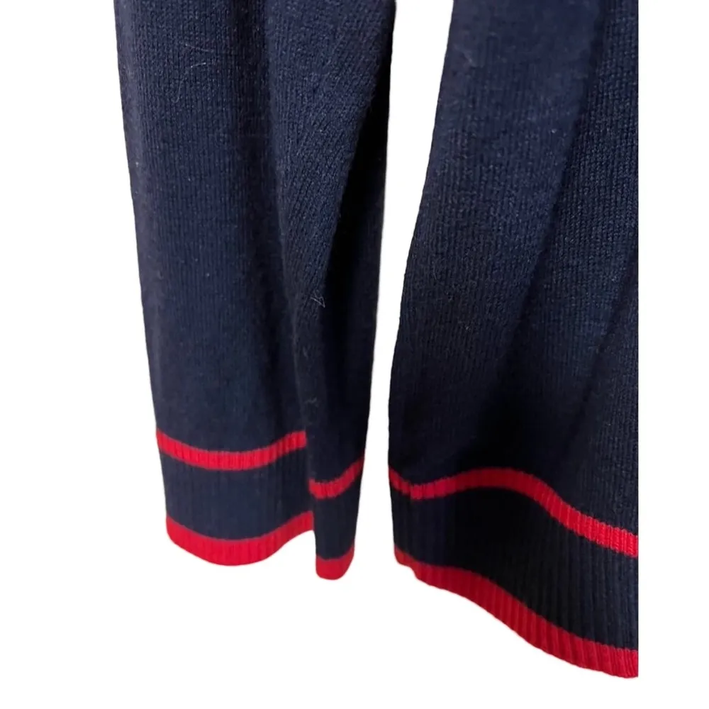 Talbots Soft Cotton Blend Knit Nautical Navy Cardigan Sweater Red Anchor Buttons - Image 5