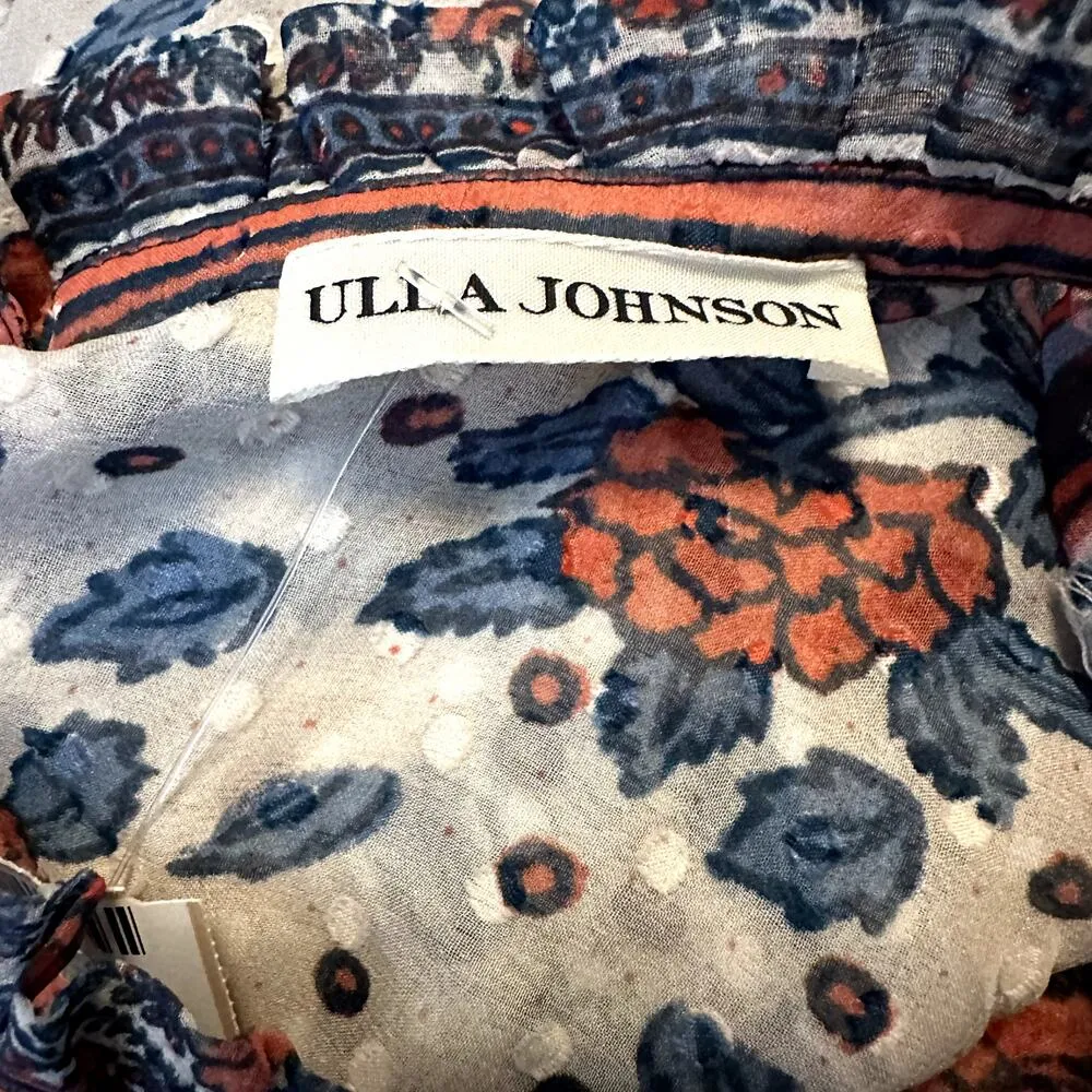 Ulla Johnson Prisma Dress Balloon Sleeve High Neck Boho Floral Print White 6 - Image 3