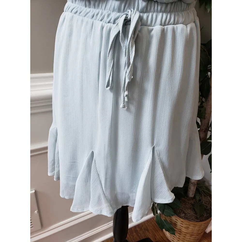 Altar'd State Knee Length Dress Womens L Blue Polyester Ruffle Surplice V Neck - Image 10