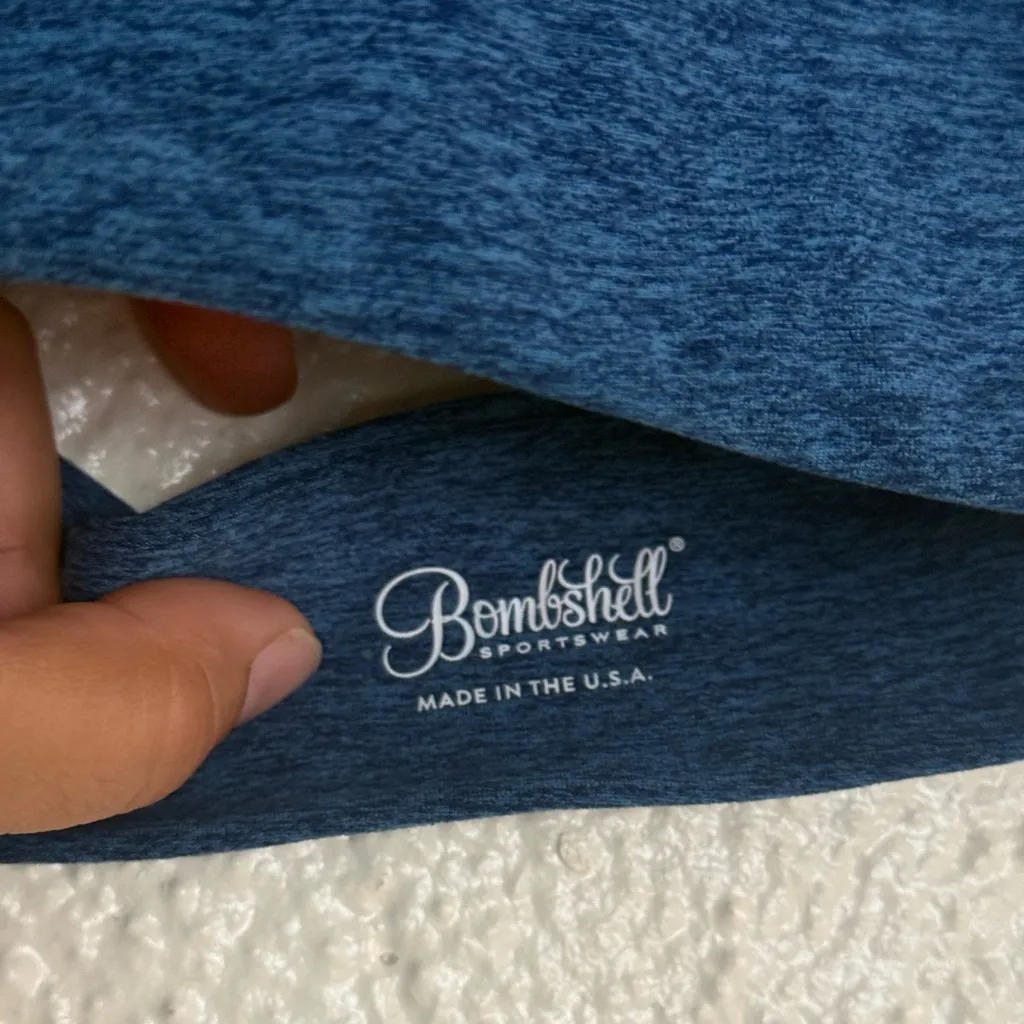 Bombshell Sportswear Heathered Blue Sports Bra size medium - Image 4