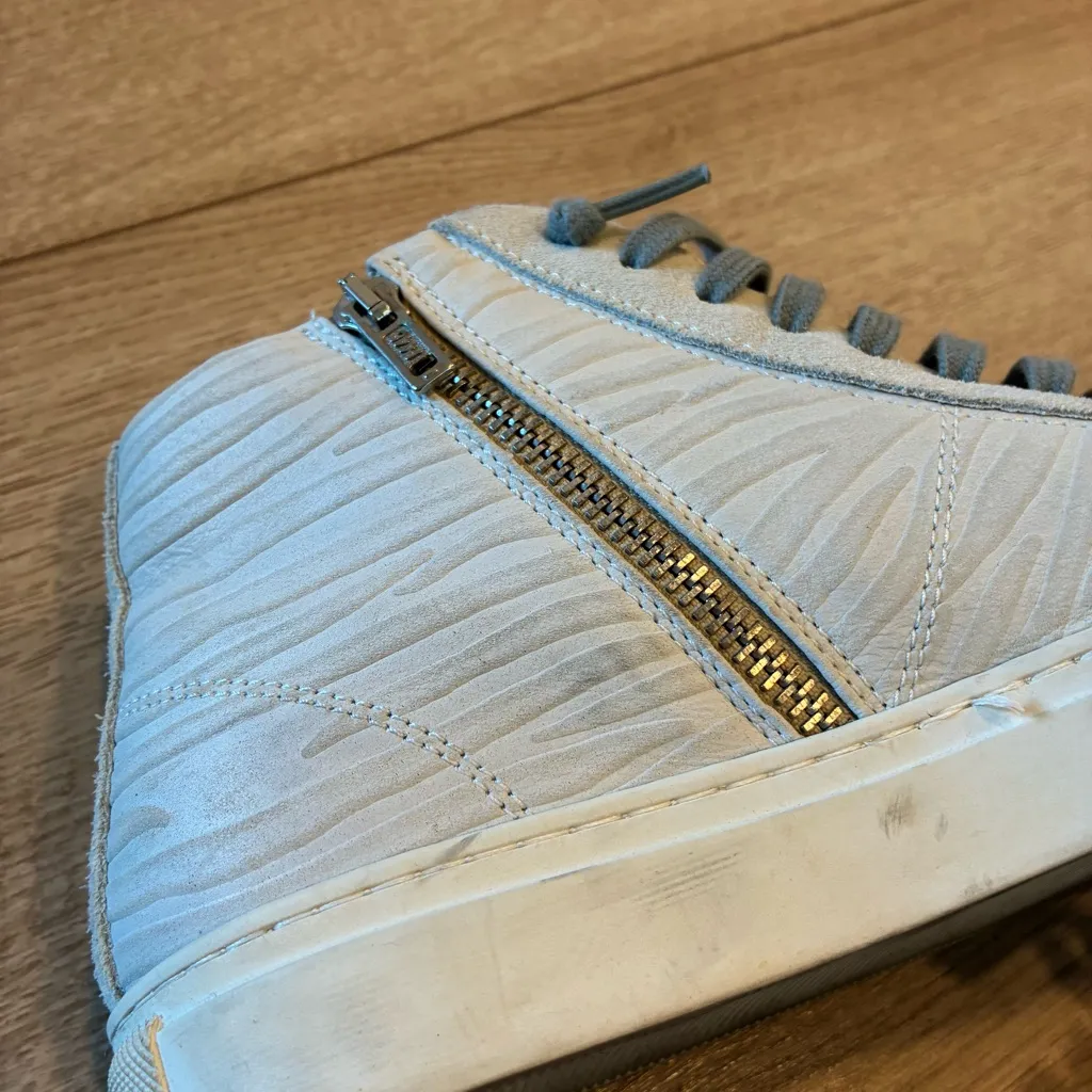 P448 Star White Zebra Embossed High Top Leather Sneaker Size 37/7 US - Image 5