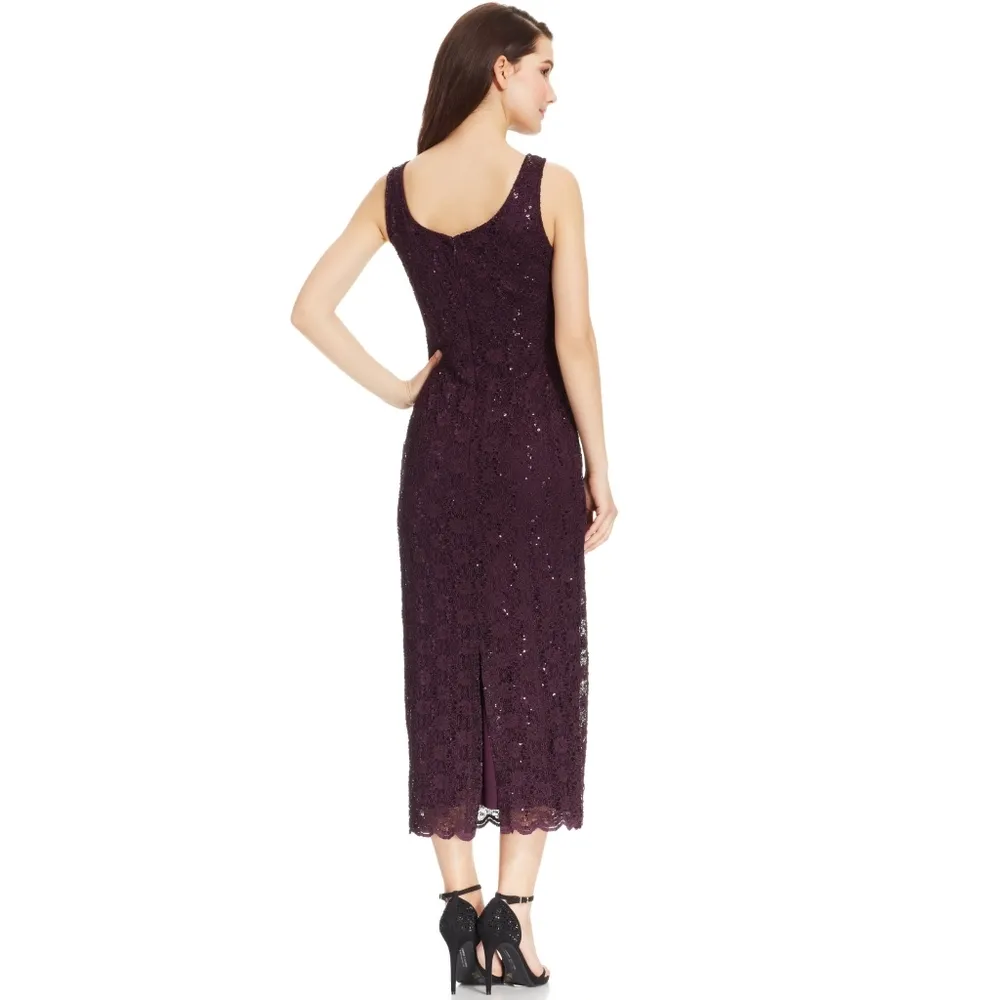 New! R&M RICHARDS Women's 2-Piece Sequined Lace Dress & Jacket Set Size 10 Plum - Image 6