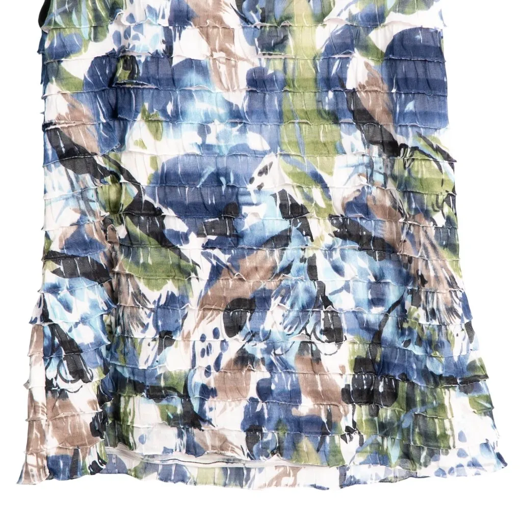 Cato Ruffle Tank Top M Womens Scoop Neck Blue Green Sleeveless Shirt - Image 3