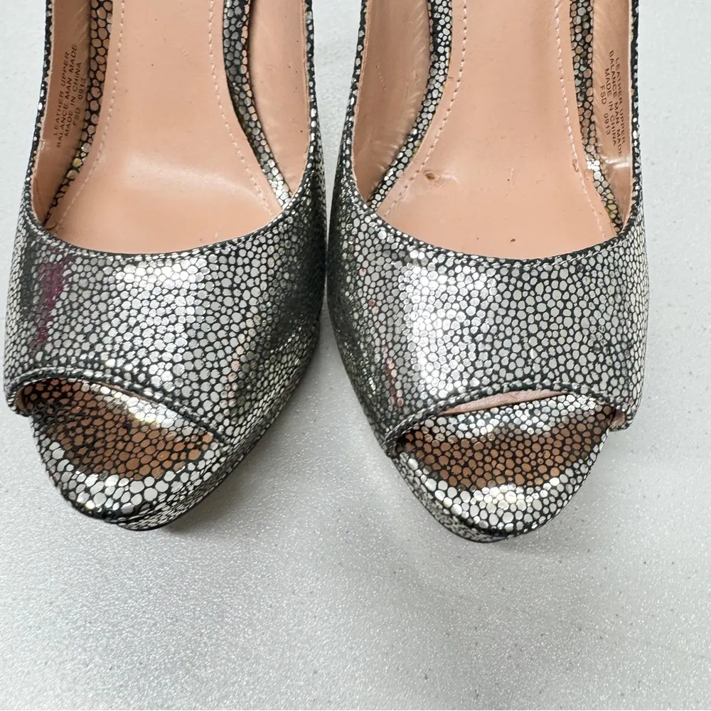 Enzo Angiolini Silver Leather Sparkle Stiletto Heels Women’s 5 Party Shoes Glitz - Image 8