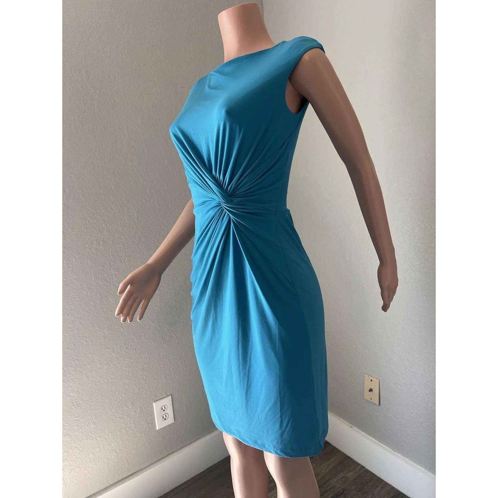 Lauren Ralph Dress Sz 8 BLUE Sheath Ruched Classic Evening Cocktail Formal #57 - Image 10