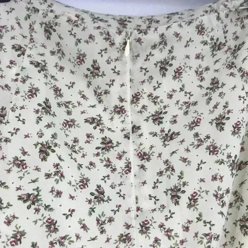 Y2K SKIRT WOMENS MEDIUM RUCHED 90s INSPIRED FLORAL MINI INVISIBLE ZIPPER COTTON - Image 4