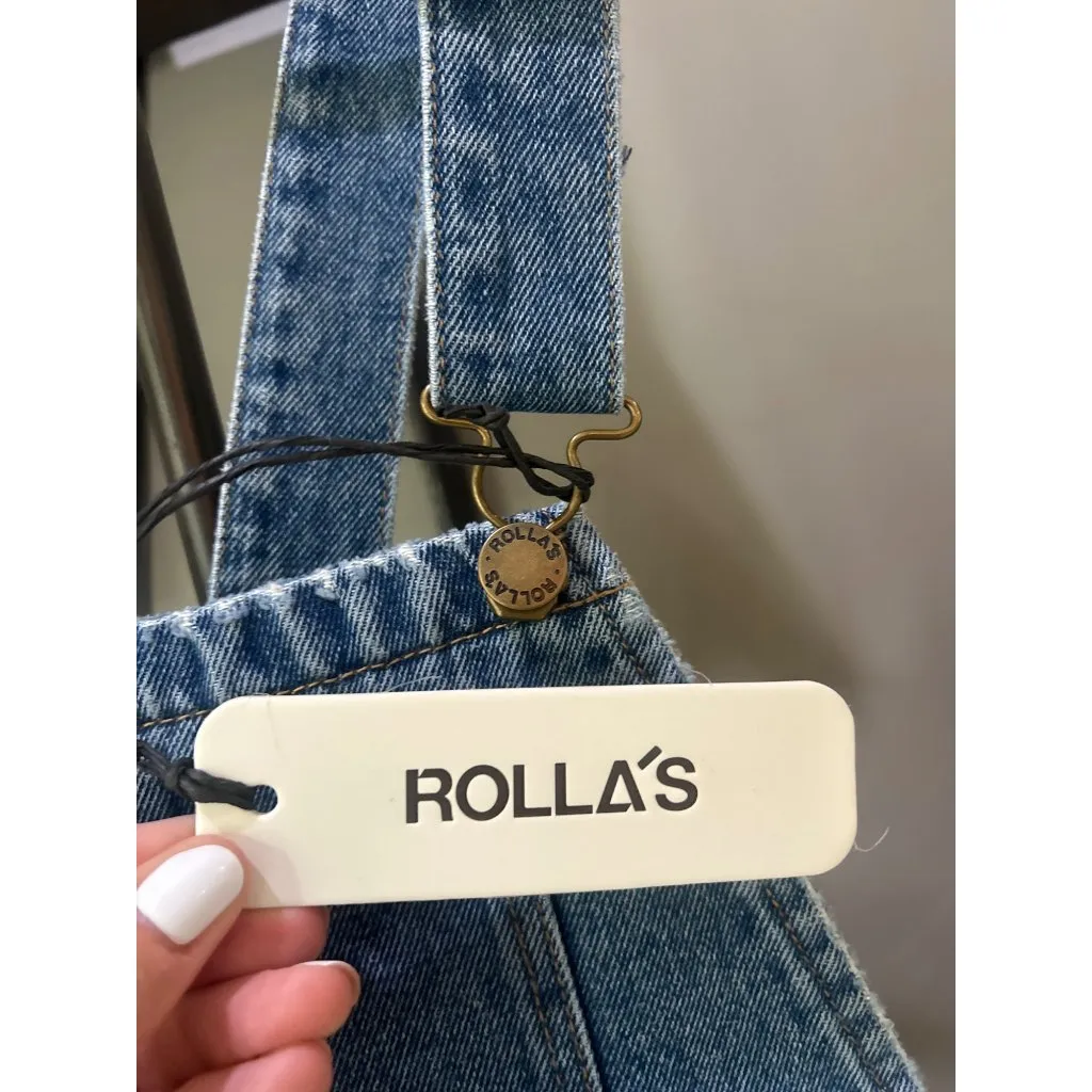 Rolla's Mirage High Waist Overall Shorts Mid Vintage Blue Womens Size 24 - Image 10