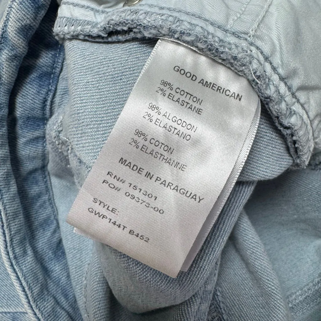 Good American Good Waist Palazzo Wide Leg Jeans Size 10 Tall Light Wash - Image 6