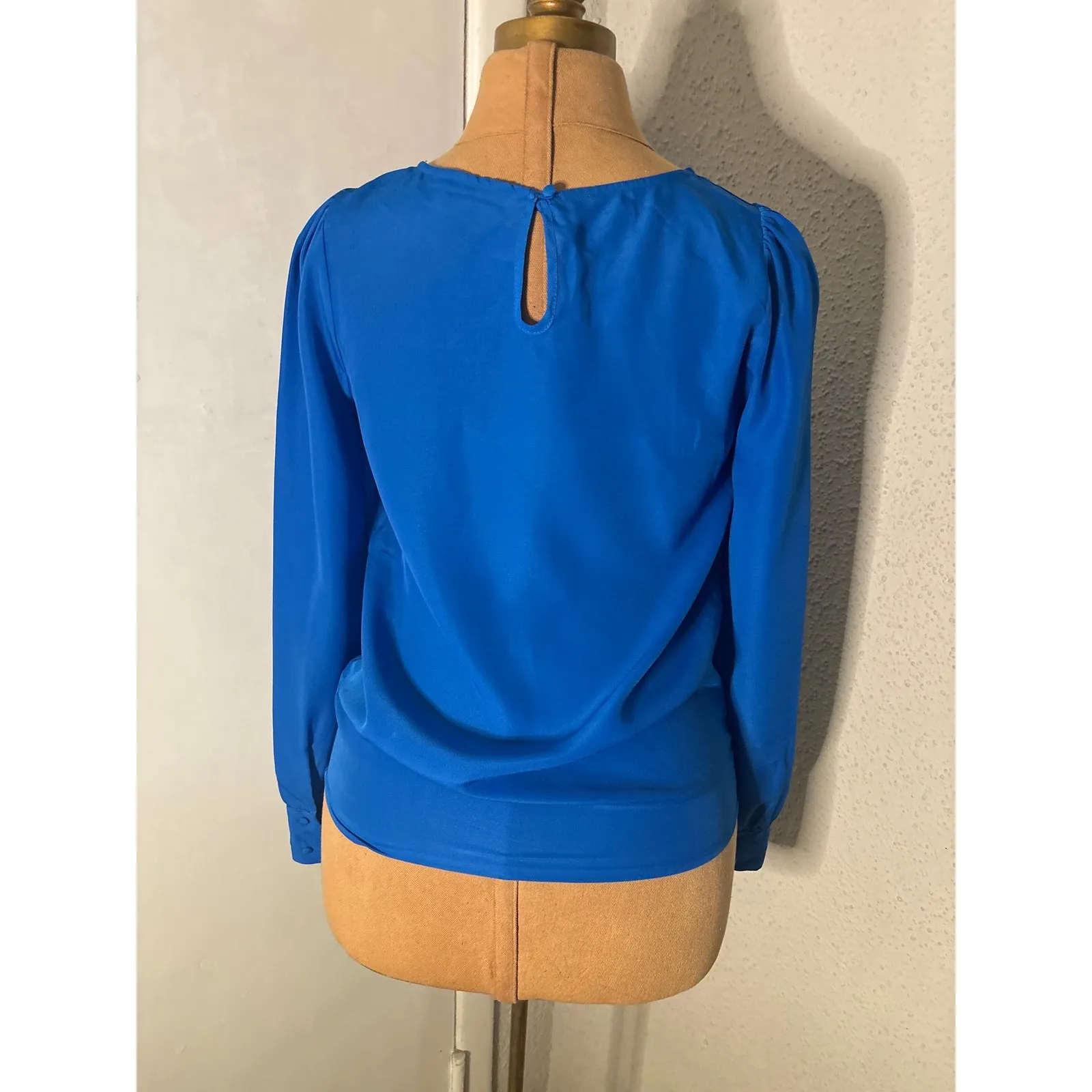 J Crew Factory Blue Long Sleeve Blouse XXS Corporate Siren Dopamine Minimalist - Image 3