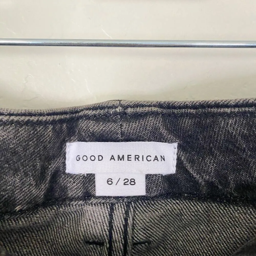 Good American Good Girlfriend High Rise Black Vintage Denim Jeans Size 6/28 - Image 3