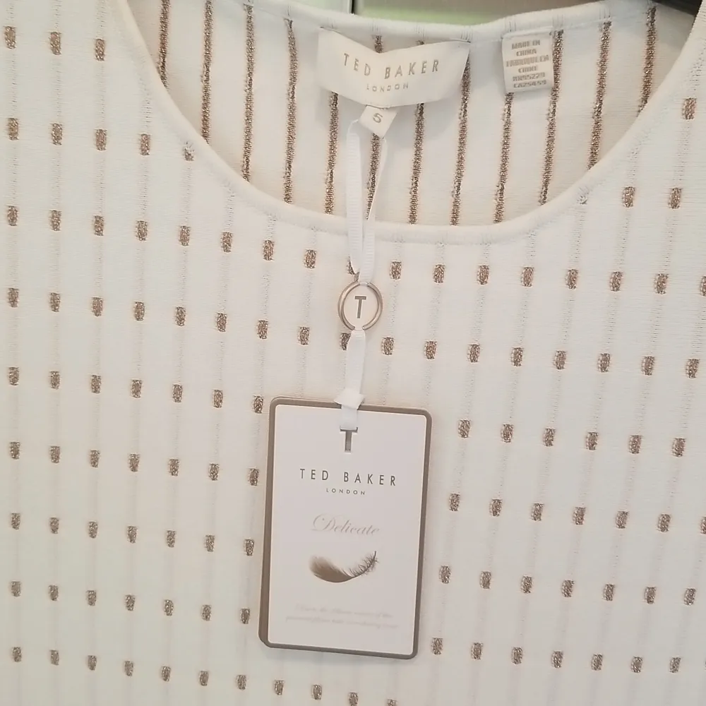 💕TED BAKER💕 Relioa Metallic Jacquard Dress White - Image 11