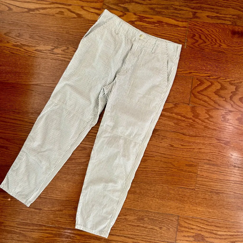 American Eagle Pin Striped Casual Chinos Soft Denim Wide Leg Pants Size 6 Preppy - Image 2