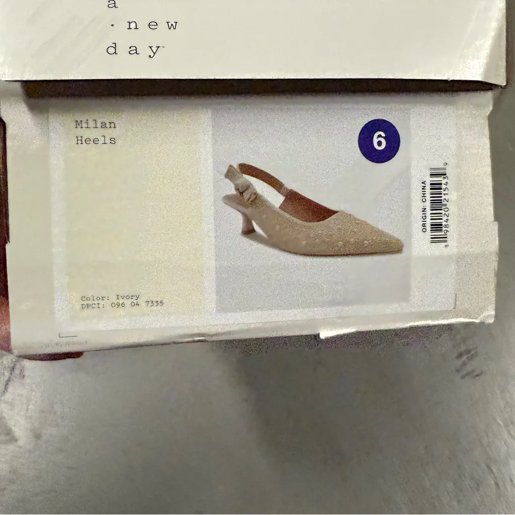 A New Day Milan Pearl Cream Slingback Heels Cushioned Insole Size 6 NEW - Image 10