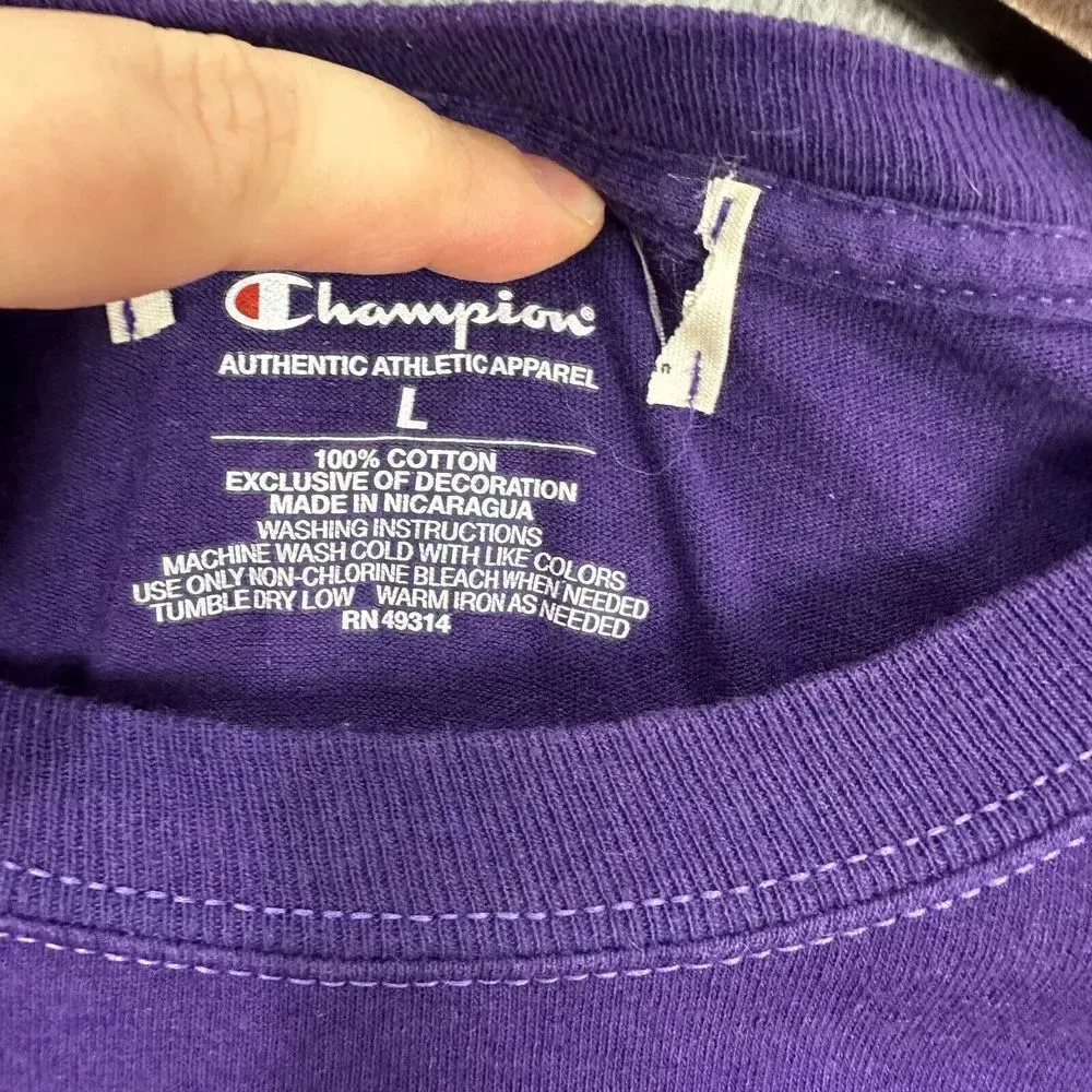 NYU SPS shirt mens large purple‎ New York University champion cotton vintage - Image 5