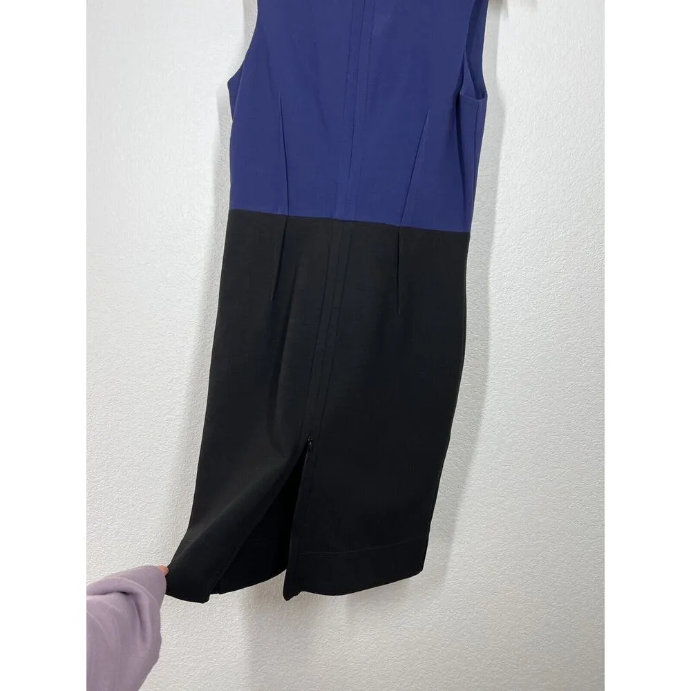 Diane Von Furstenberg DVF Parquet CB Color Block Sheath Dress 8 Black Navy - Image 2