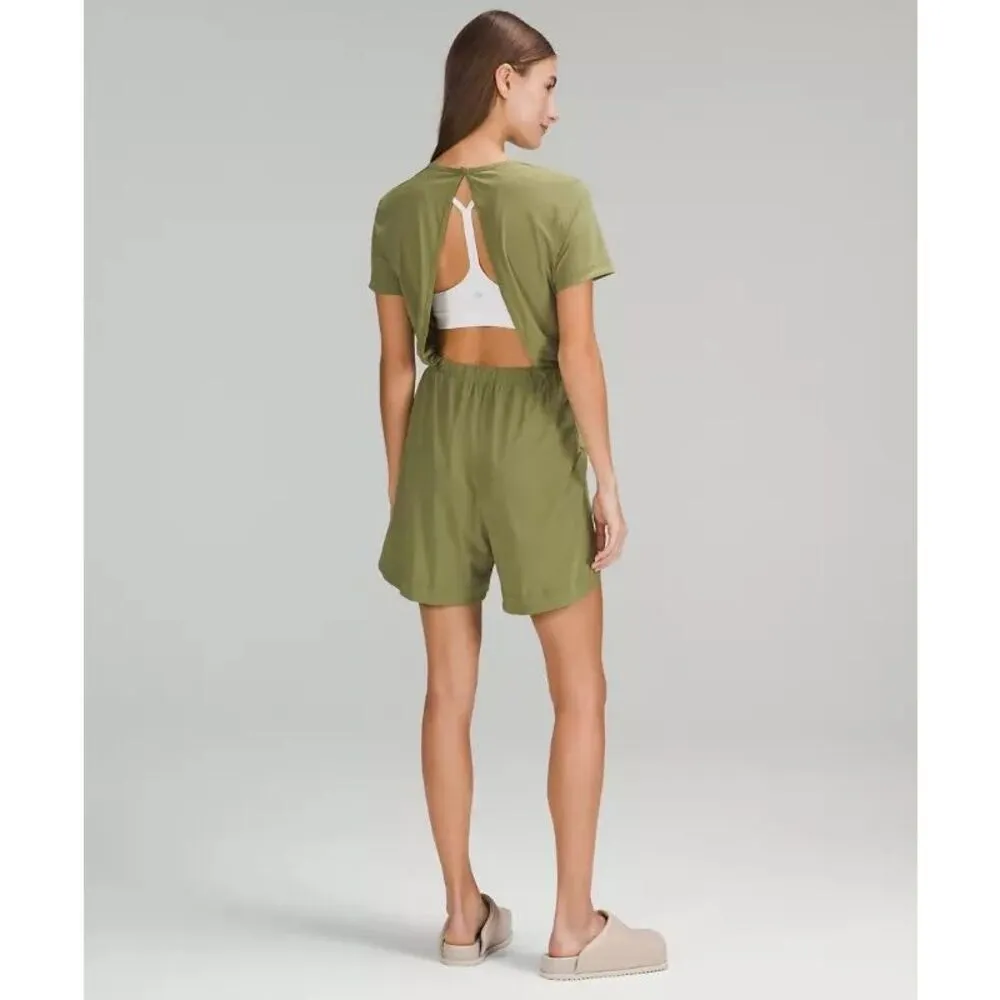 Lululemon Lightweight High-Neck Romper Bronze Green Size 4 - Image 3