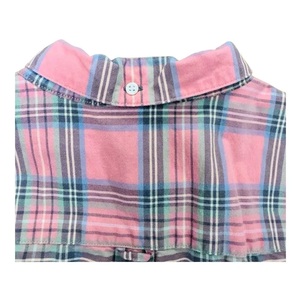L.L. Bean Vibrant Pink and Blue Button Down Shirt Purple Size M - Image 3
