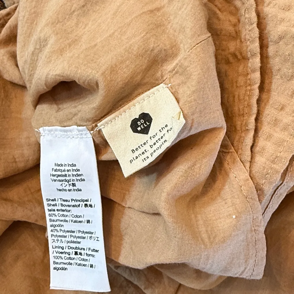 Madewell Seersucker Puff-Sleeve Cutout Mini Dress Seed Khaki Women’s Size Small - Image 11