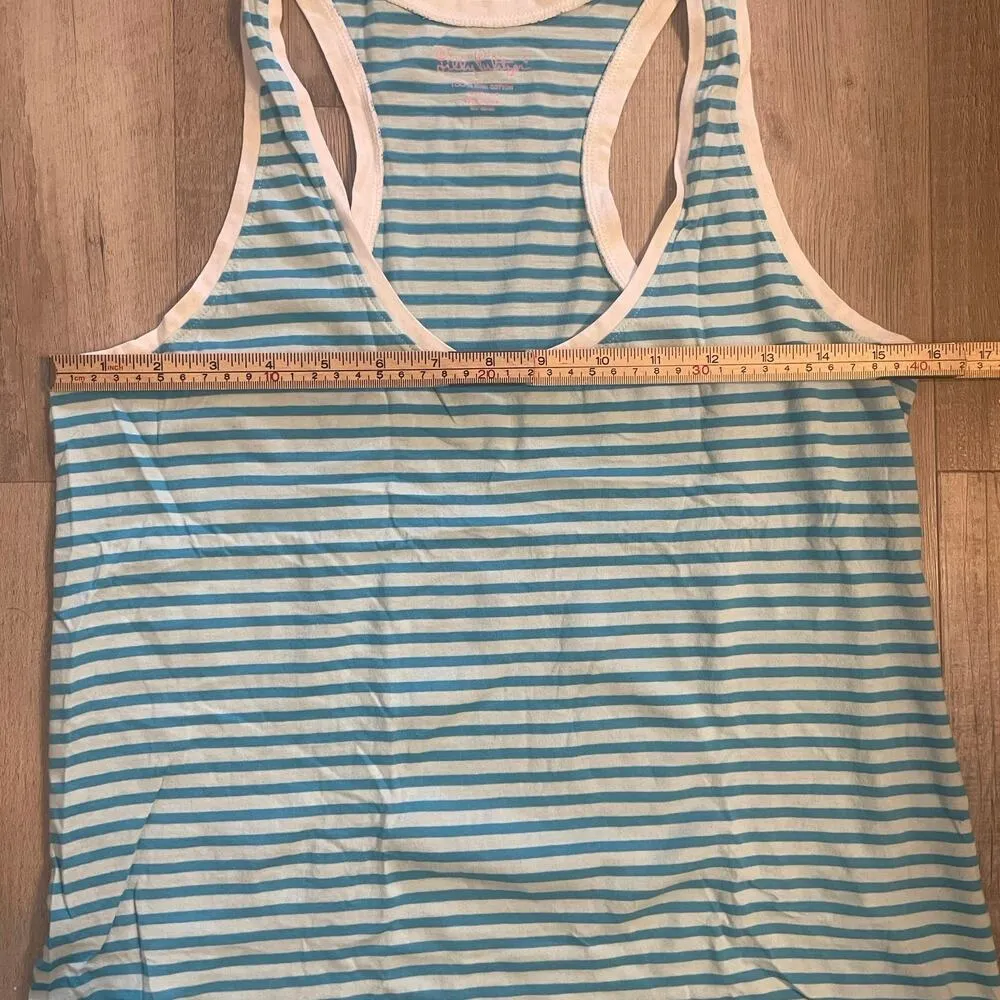 Lilly Pulitzer Womens Blue Striped Racerback Whitney Tank Pima Cotton Size Med - Image 5