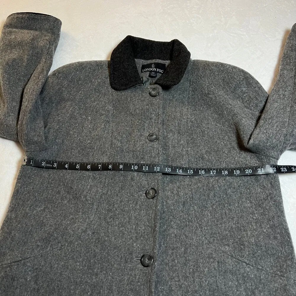 Vintage London Fog Wool Blend Peacoat Size 10 Petite Outerwear Minimalist - Image 8