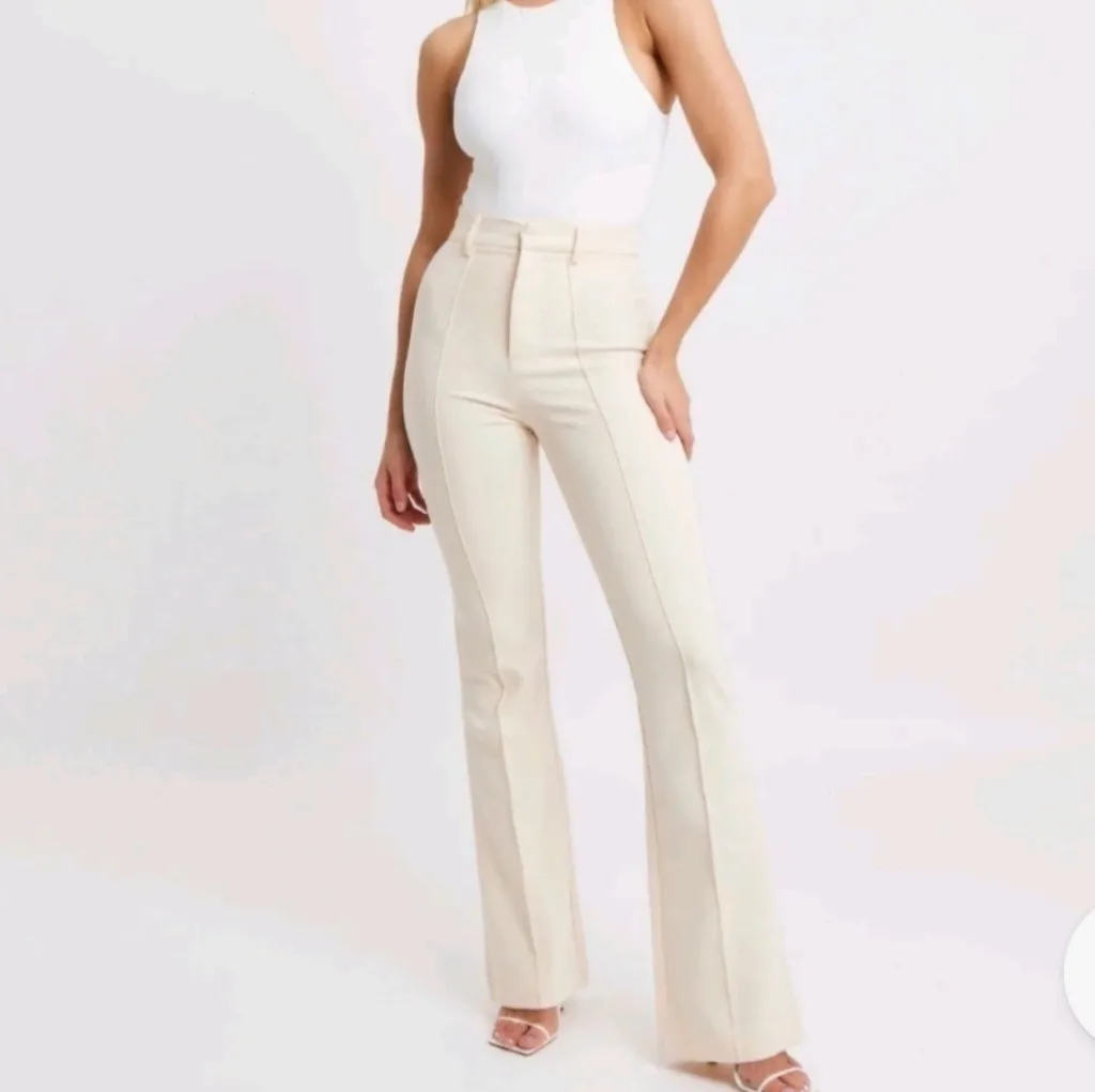 NEW Because of Alice BOA Wide Leg Suit Trousers Dusty Rose M Pink Size M - Image 8