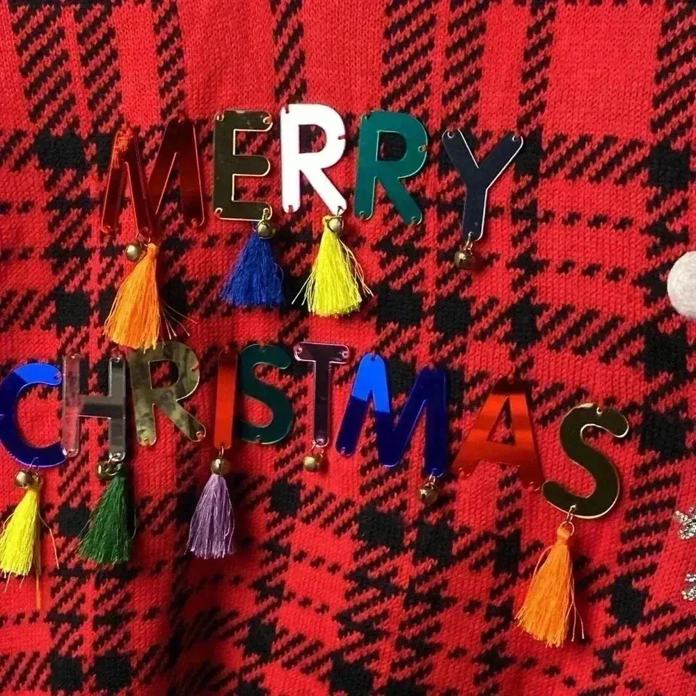 HOLIDAY TIME WO SIZE LARGE 12/14 CHRISTMAS SWEATER MISSING TASSELS - Image 4