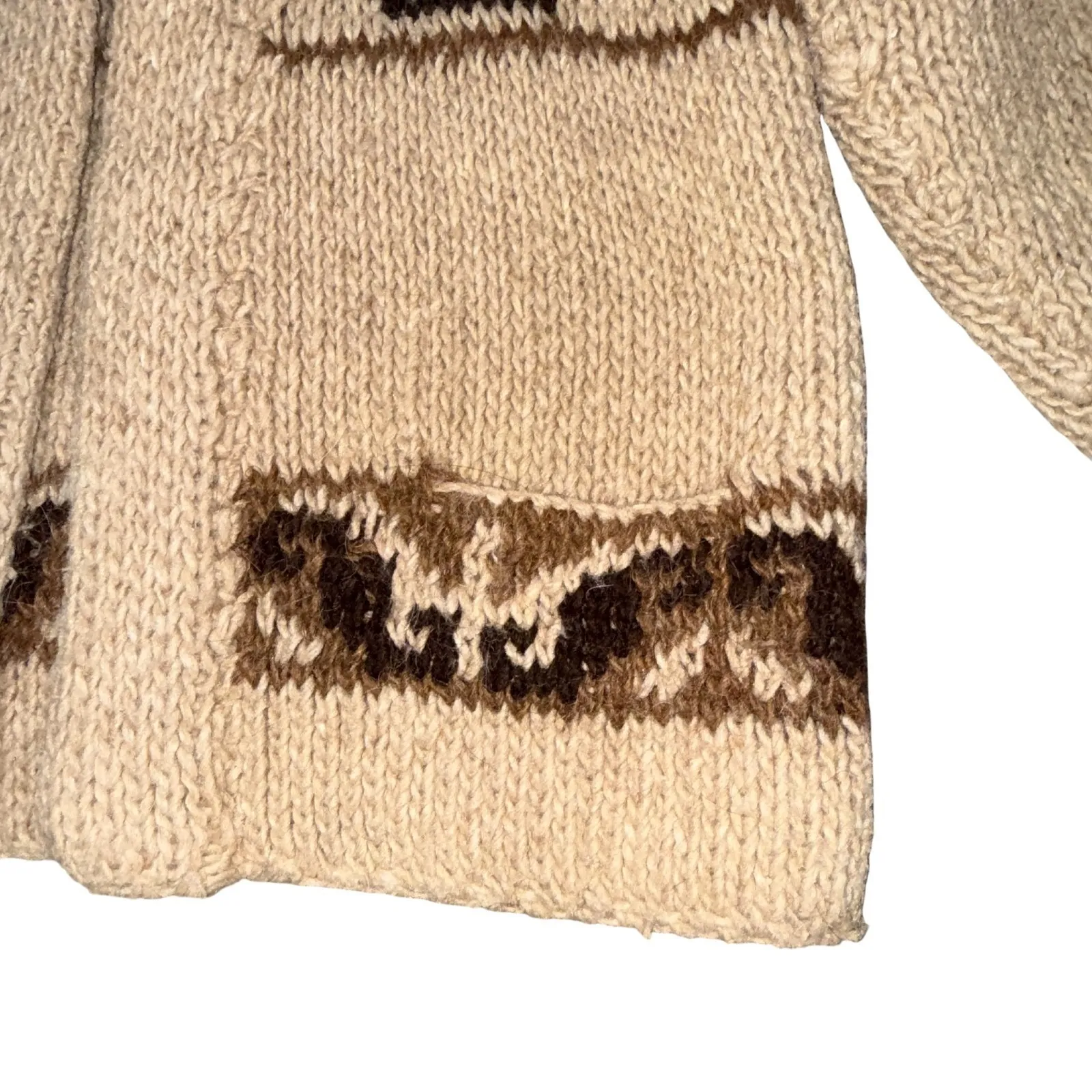 Vintage Handmade 100% Wool Cardigan: Artisanal Warmth and Earthy Style Size L Size L - Image 6
