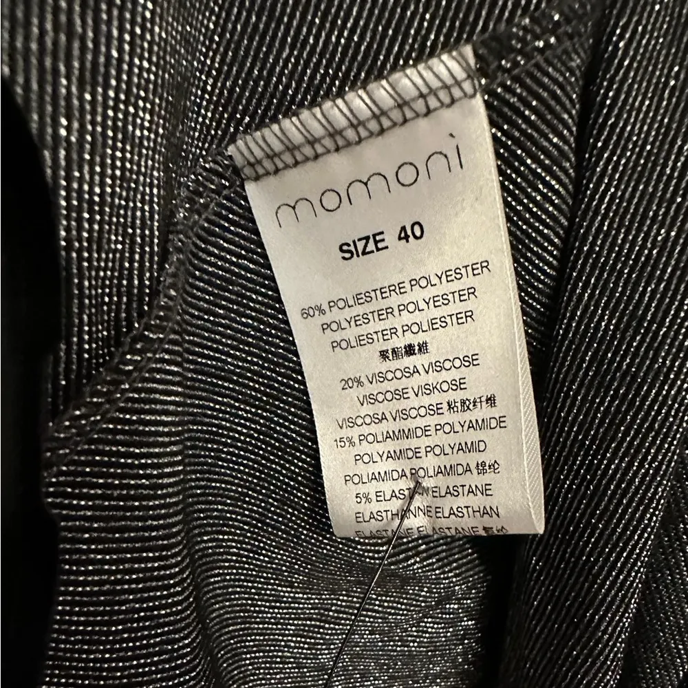 Momoni Black Silver Sparkly Dress Gathered Waist (Size 40/US 2) NWOT - Image 4