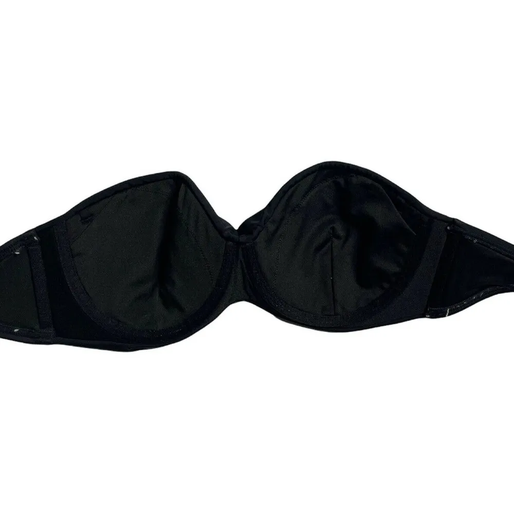 Womens Victorias Secret Solid Black Strapless Bandeau Swimsuit Bikini Size M - Image 10