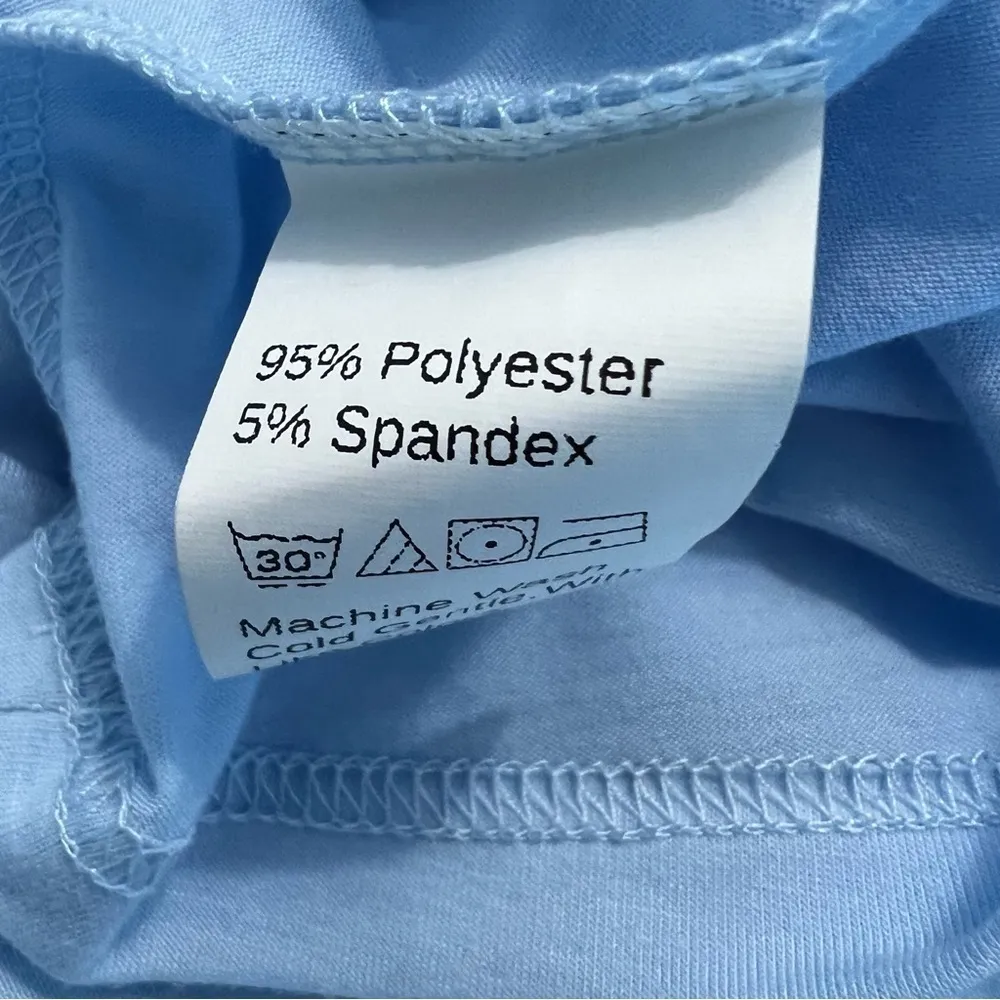 Shein Top Puff Sleeve Swiss Dot Blue Tee S Knit Short Sleeve Pastel - Image 8