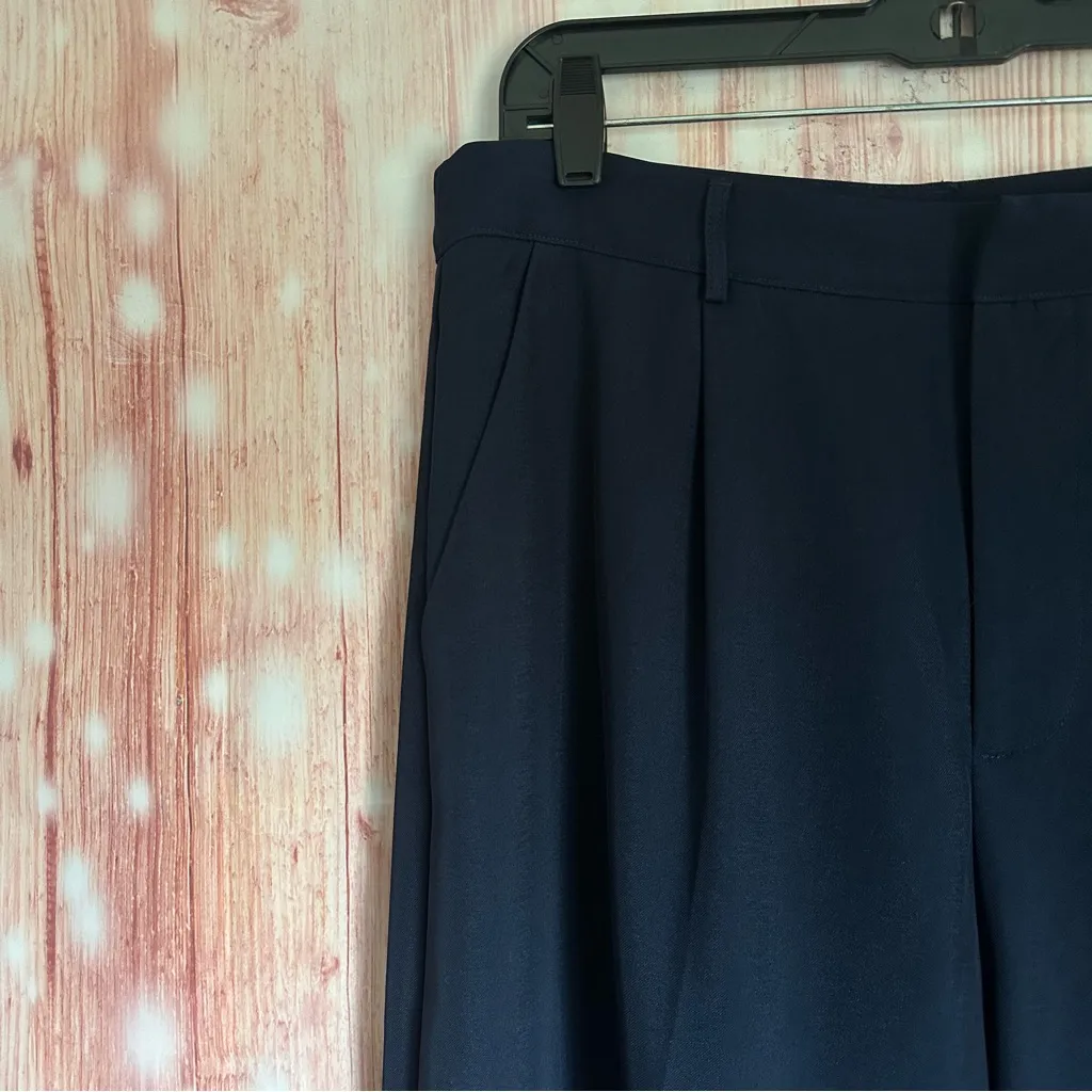 Cider Navy Blue Mid Rise Pleated Straight Leg Pants - Image 9