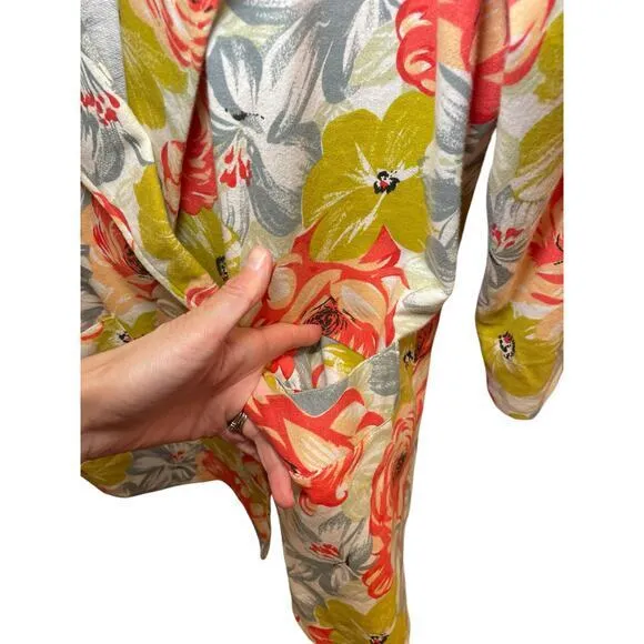 Vintage 90s Floral Blazer Jacket 100% Cotton Shoulder Pads Women‎ Small Medium Red Size undefined - Image 9