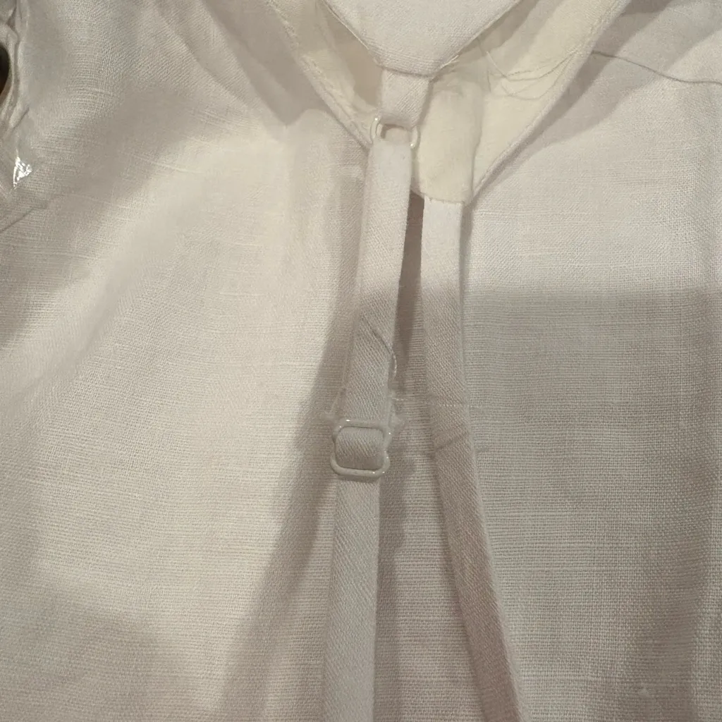 Olivaceous Linen blend Button Down Tie Back
Mini Dress White - Image 6