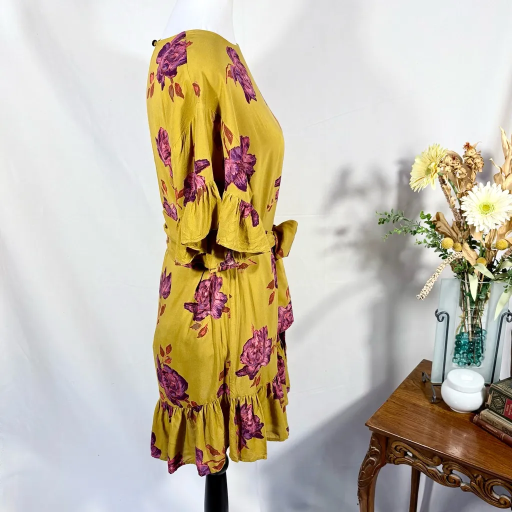 Urban Outfitters Suddenly Spring Floral Tie-Waist Ruffle Mini Dress Sz XS💛 - Image 5
