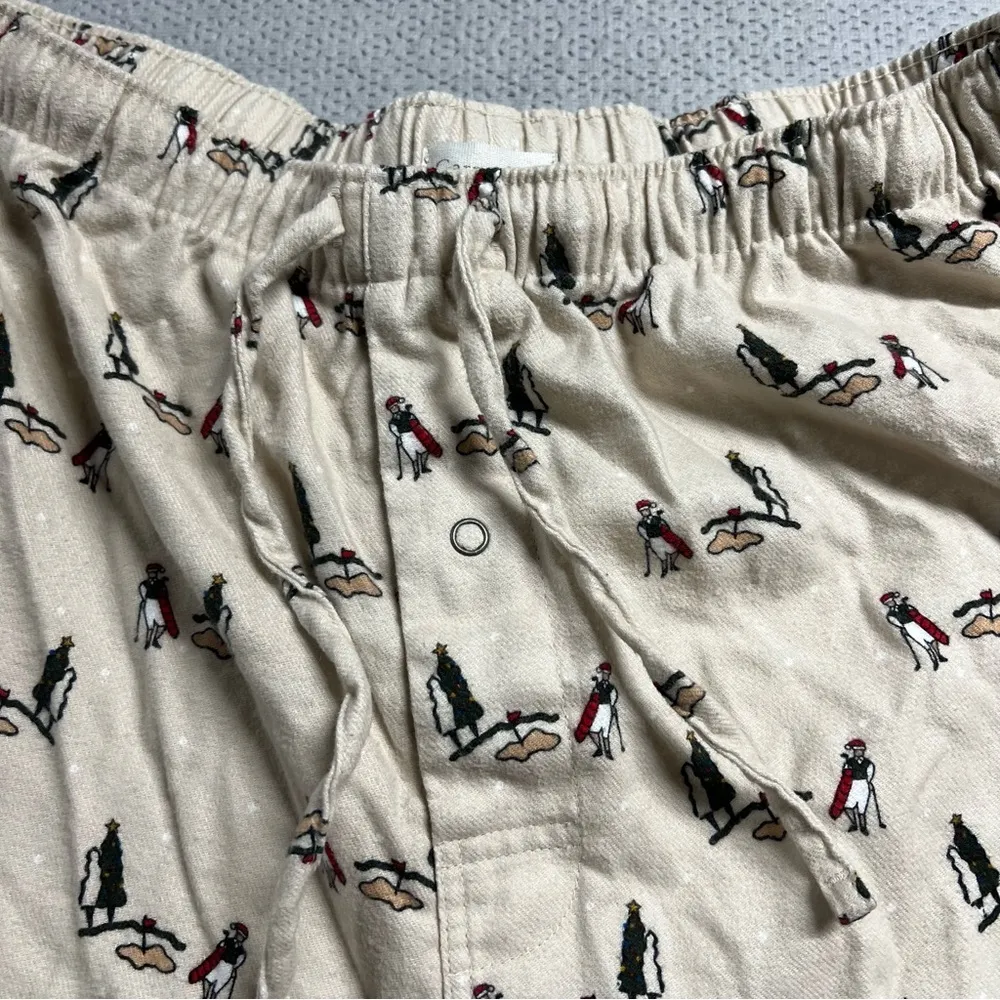 Garnet Hill Beige Cream Flannel Golf Theme 100% Pima Cotton Pajama Pants Large - Image 3