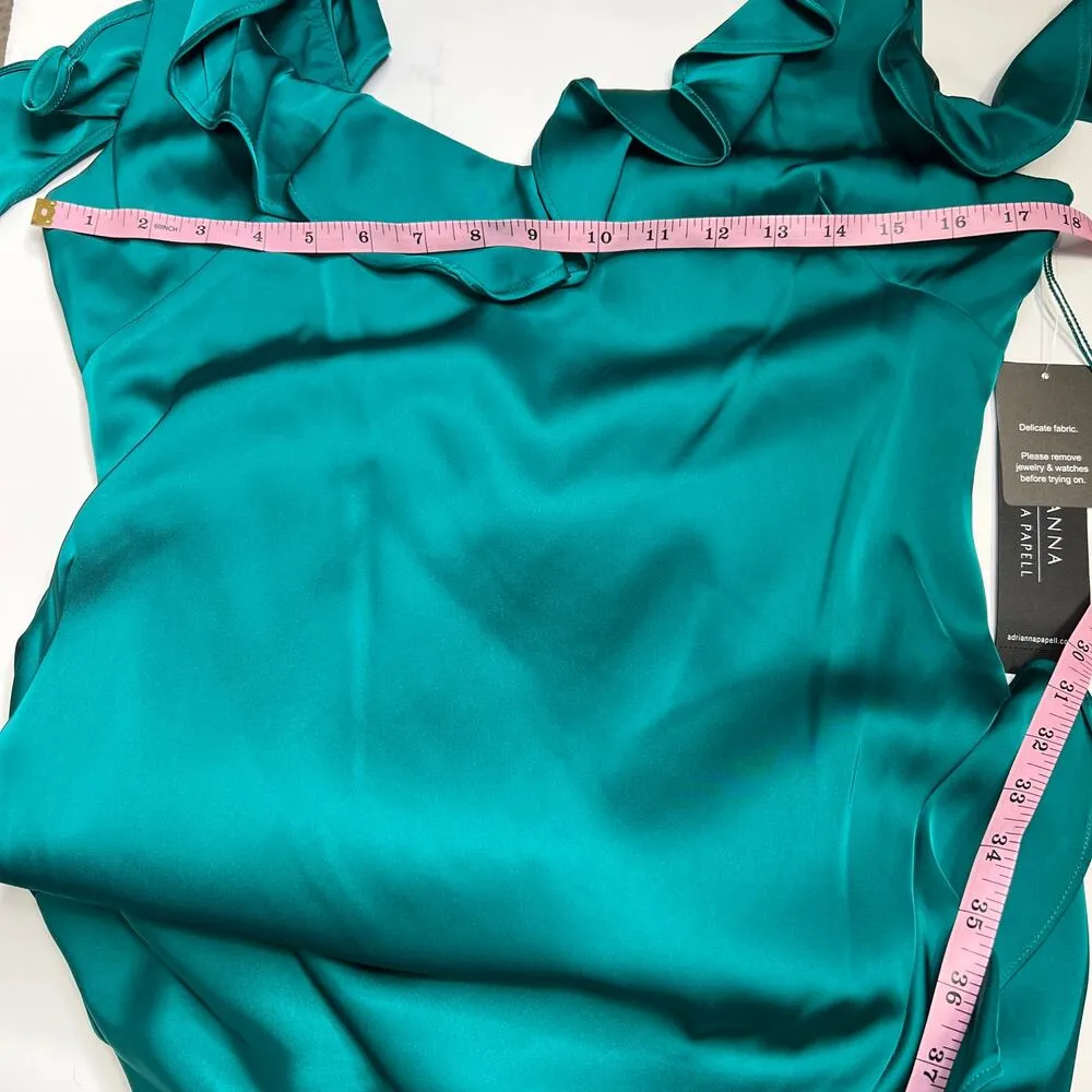 Adrianna Papel Ruffle Long Formal Dress Emerald Green Size 10 - Image 9