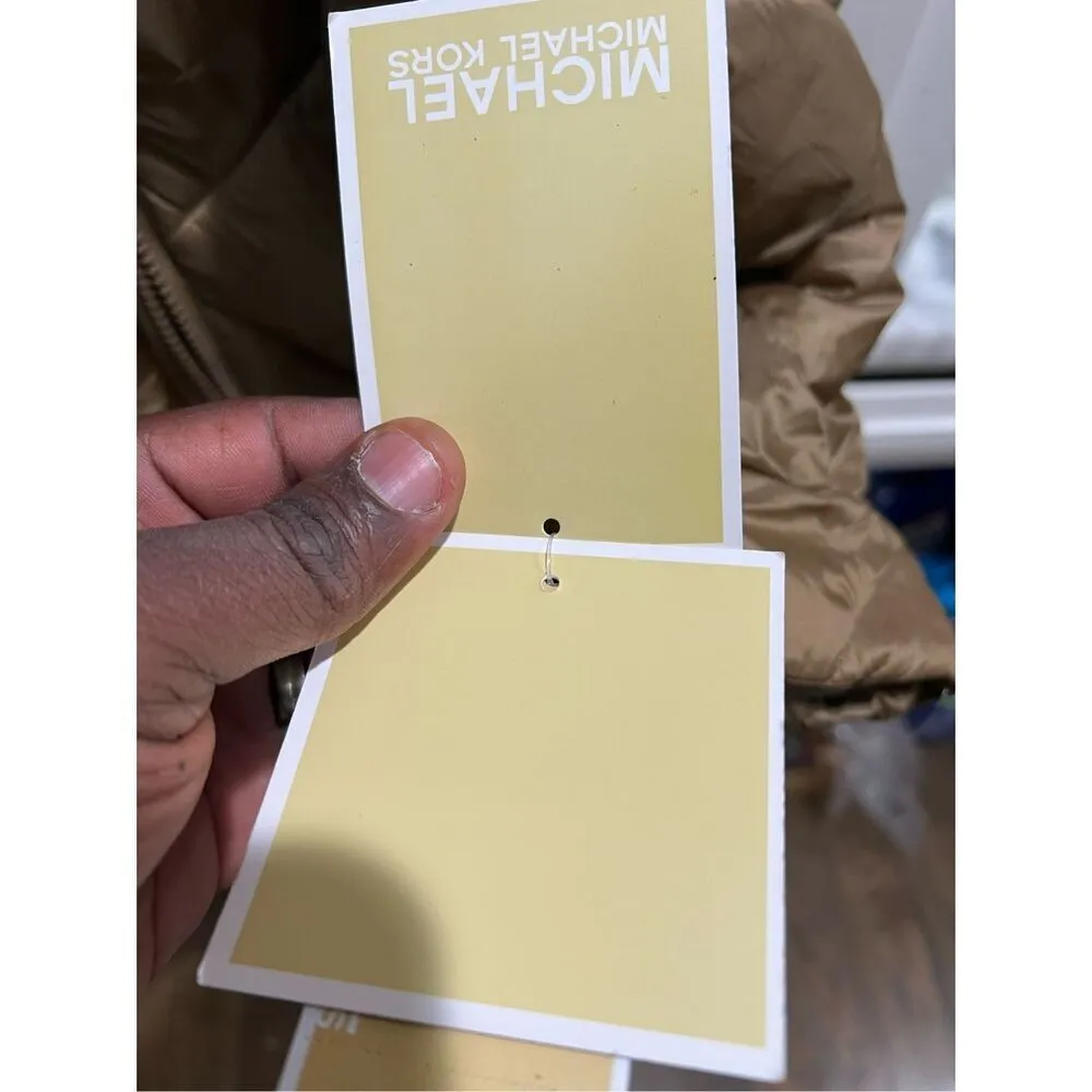 MICHAEL KORS Women's SZ M Hooded Quilted Puffer Jacket Coat Gold Lightweight NEW - Image 8